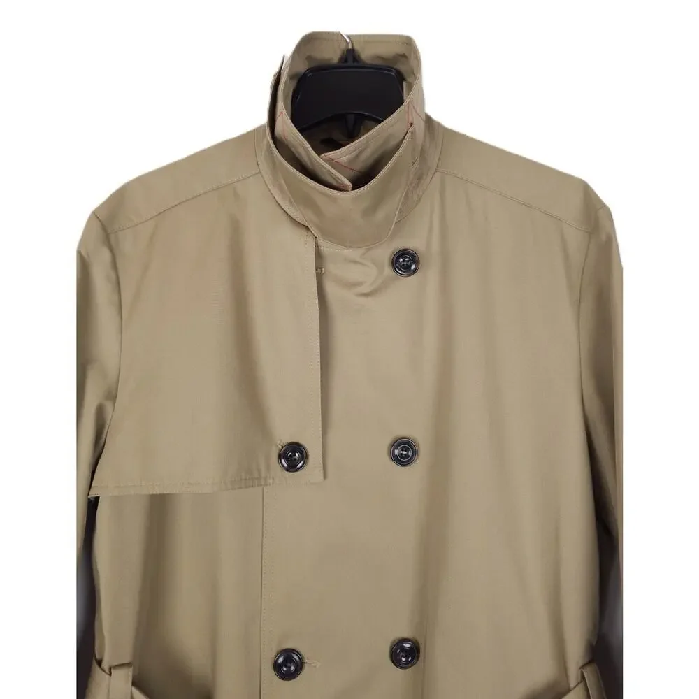 Hugo Boss Mens Regular Fit Raincoat 42R Open Brown Water Repellant Belted NWT